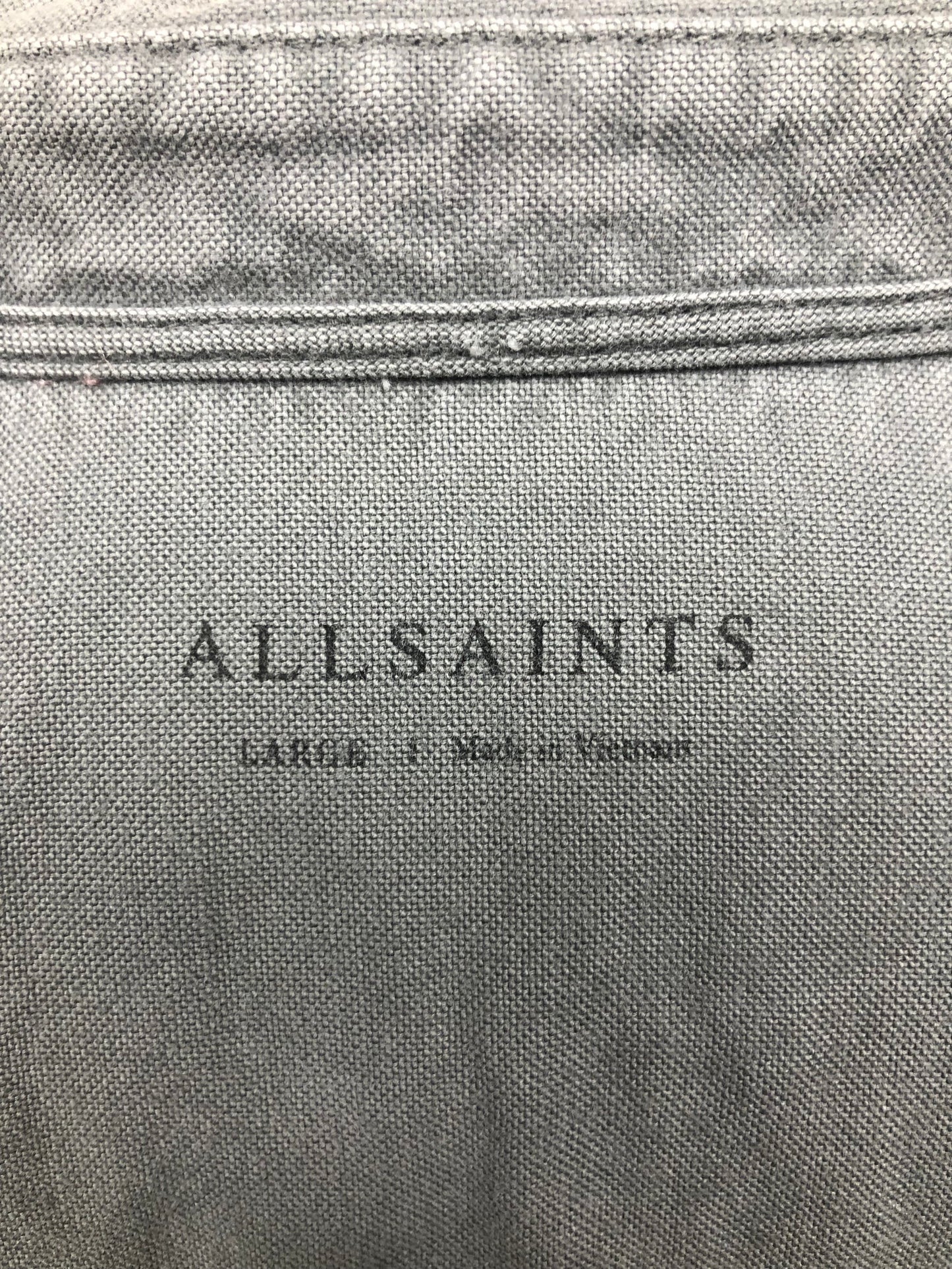 Camisa de botones Allsaints 🦌 Oxford color gris Talla L Entalle Regular