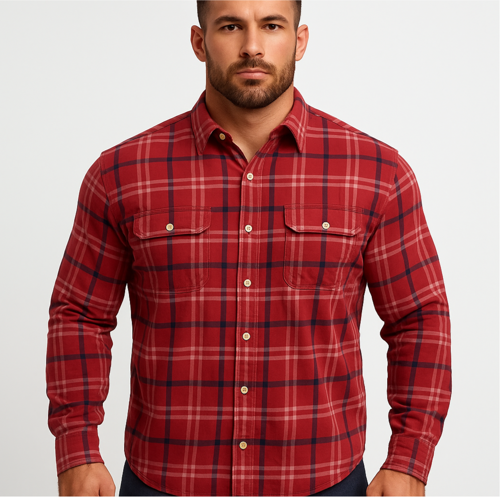 Camisa Polo Ralph Lauren 🏇🏼 Color rojo con patron de cuadros en color azul y blanco Talla XXL Entalle Regular