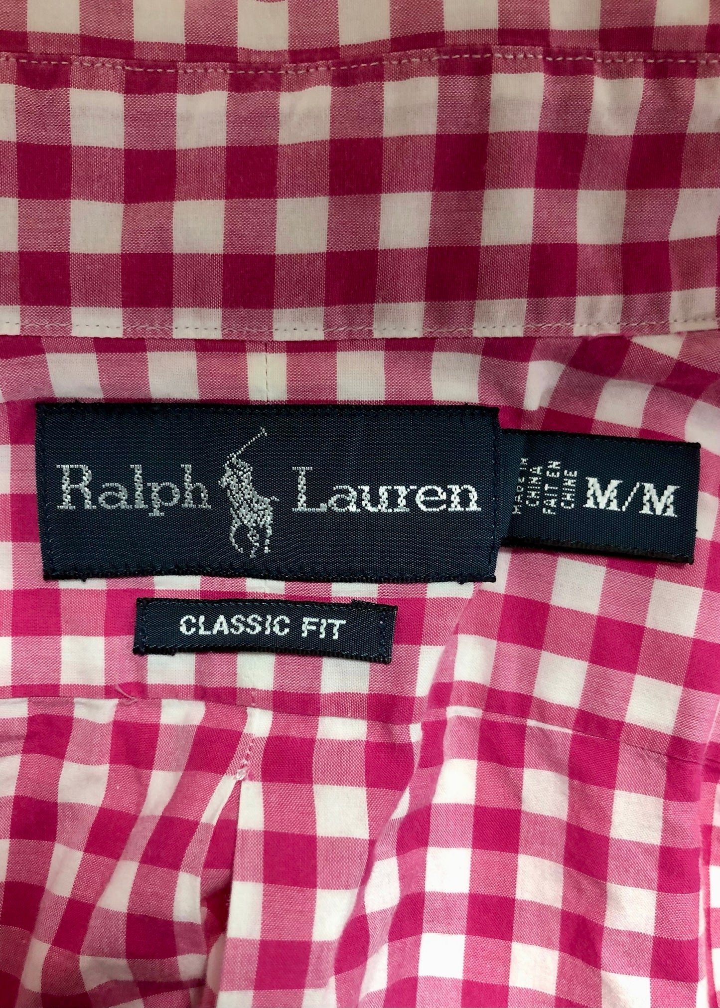 Camisa de botones Polo Ralph Lauren 🏇🏼 de cuadros gingham rosado intenso y blanco Talla M Entalle Clásico