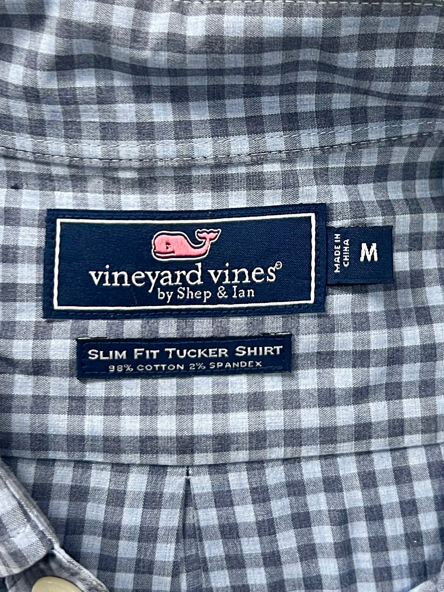 Camisa de botones Vineyard Vines 🐳 de cuadros en color azul y celeste Talla M Entalle Slim Fit