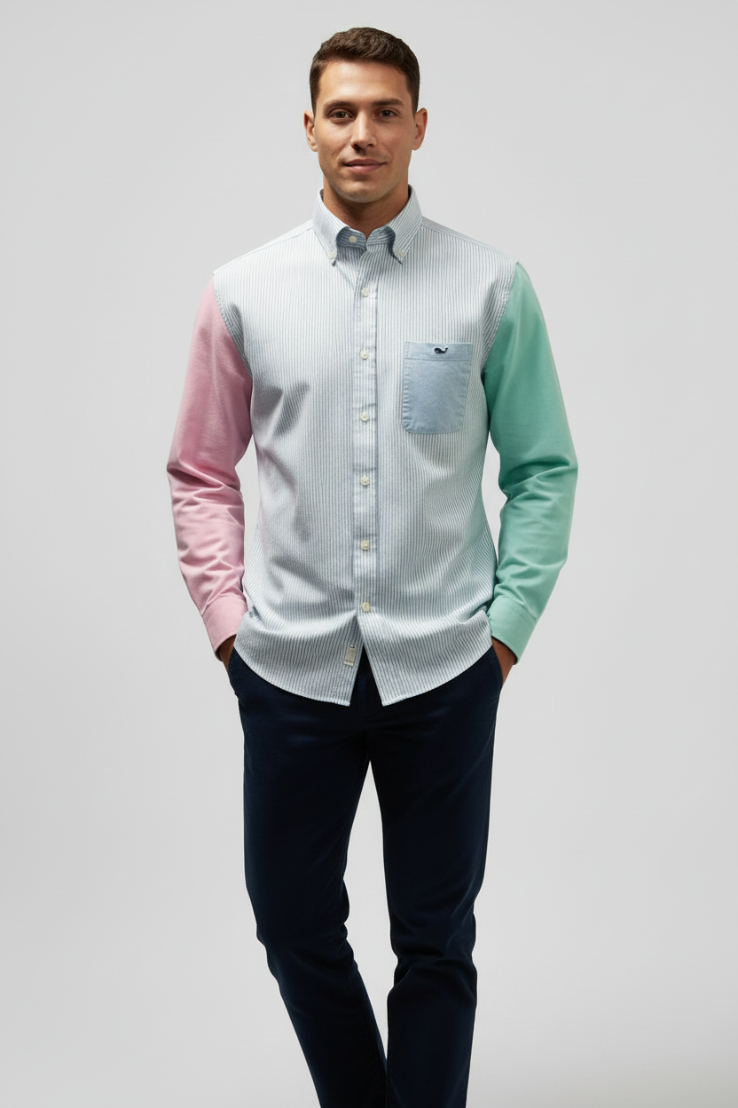 Camisa de botones Vineyard Vines 🐳 Oxford con de rayas multicolor Talla L Entalle Slim Fit