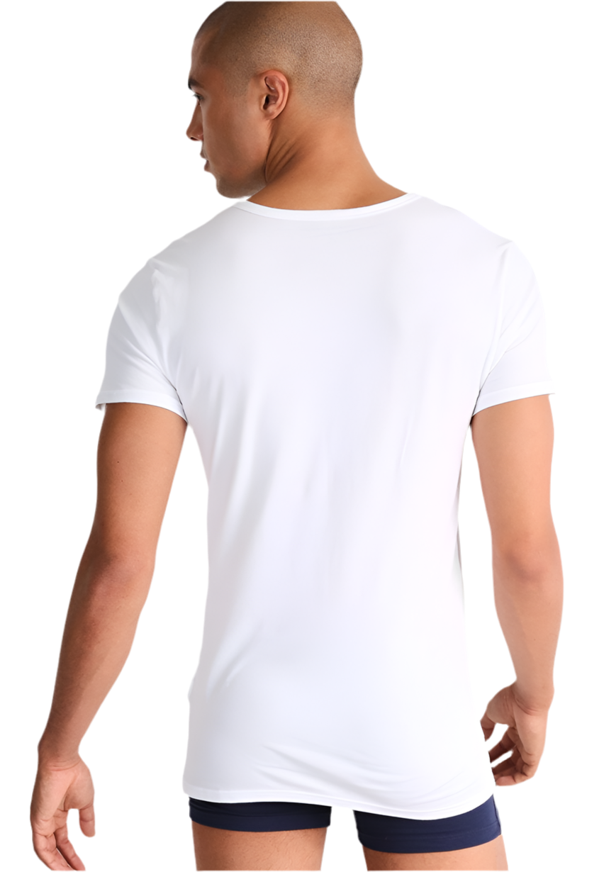 Paquete de 3 Camiseta Interior Tommy Hilfiger 🇺🇸 Cuello V Tela algodón color gris, azul navy y blanco Talla M