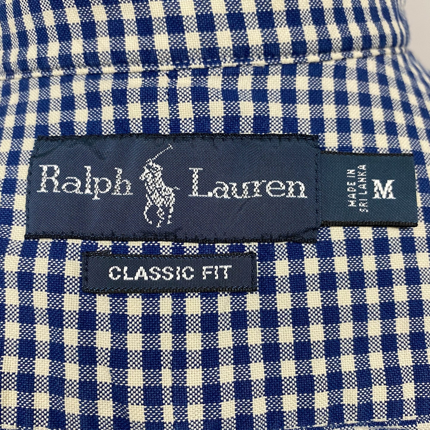 Camisa Polo Ralph Lauren 🏇🏼 Oxford con patron de cuadros gingham azul y blanco Talla M Entalle Clásico