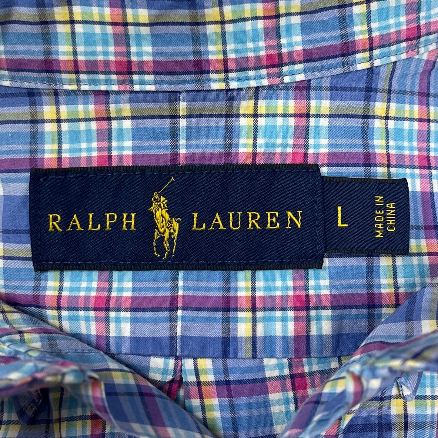 Camisa de botones Polo Ralph Lauren 🏇🏼 de cuadros tartán azul, celeste y rosado Talla L Entalle Regular