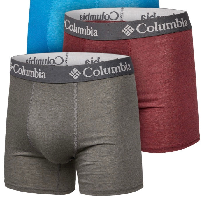 Boxers Briefs Columbia 🔷 Tela de algodón stretch color gris y rojo oscuro Talla M