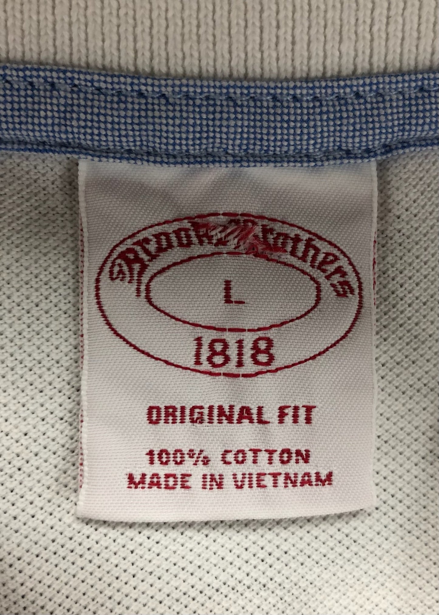 Camiseta Polo Brooks Brothers 🐑 color blanco Talla L Entalle Regular