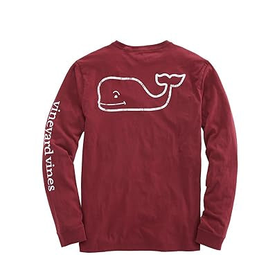Camiseta de bolsillo Vineyard Vines 🐳 color rojo oscuro con Diseño de ballena Talla Large