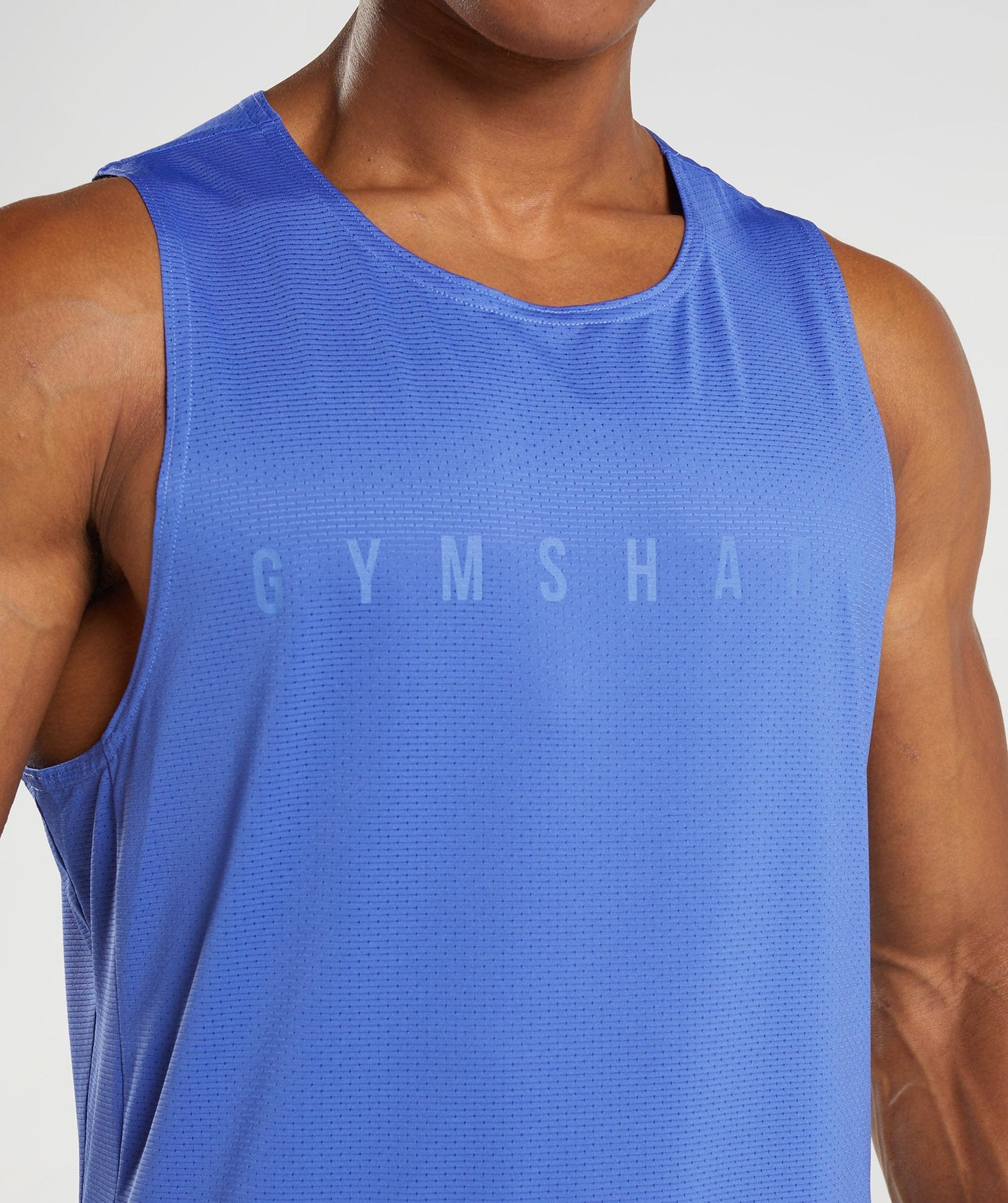 Camiseta de entrenamiento sin mangas Gymshark 🏋🏽 color azul y logo en celeste Talla S
