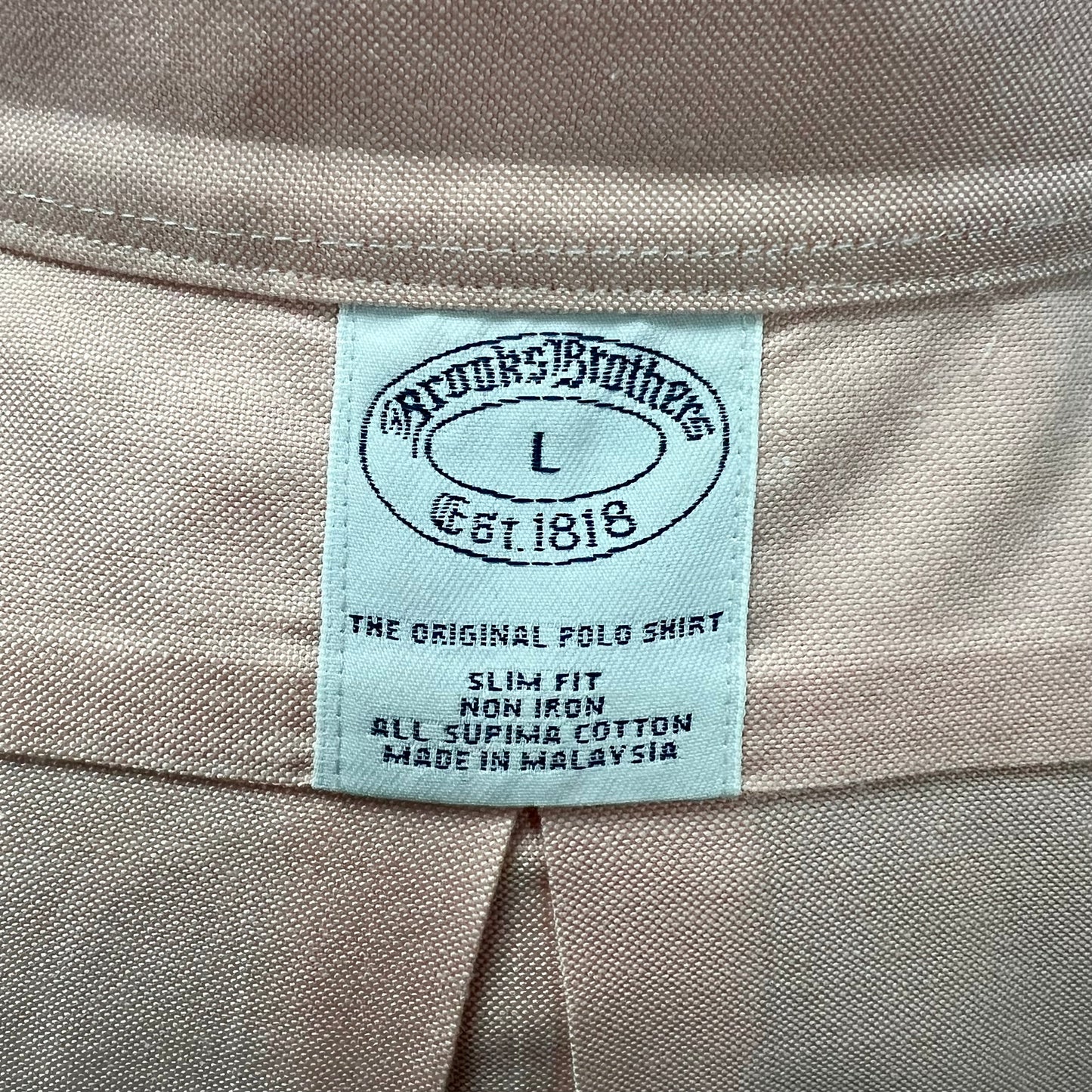 Camisa de botones Brooks Brothers 🐑 color salmón claro tornasol Talla L Entalle Slim Fit
