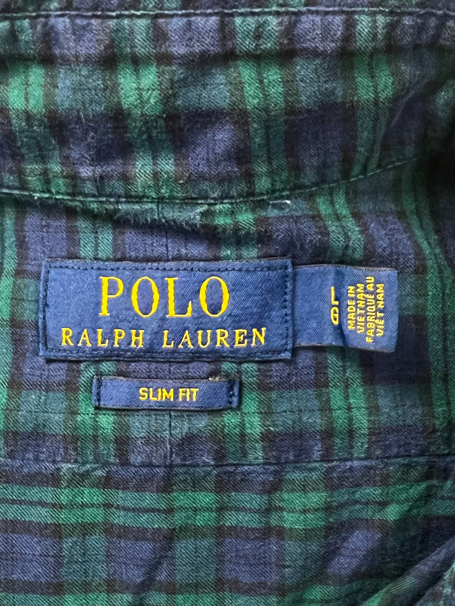 Camisa Polo Ralph Lauren 🏇🏼 de cuadros verde oscuro y azul navy Talla L Entalle Slim Fit