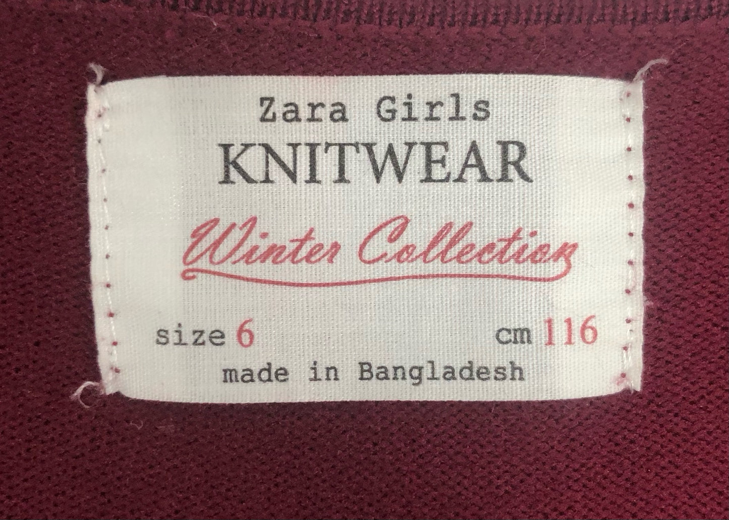 Vestido de niña Zara 🇪🇸 color rojo oscuro Talla XS (6) Entalle Regular