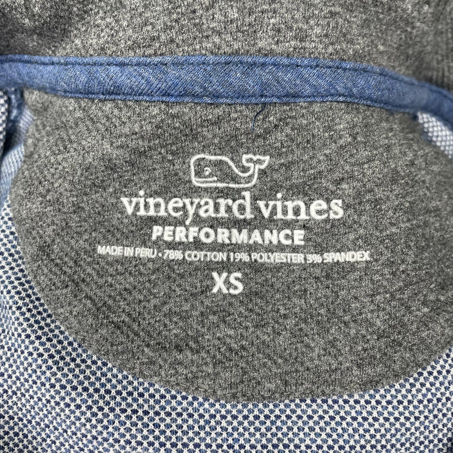 Sueter Jersey Vineyard Vines 🐳 color azul grisáceo Tela algodón Pima Talla XS