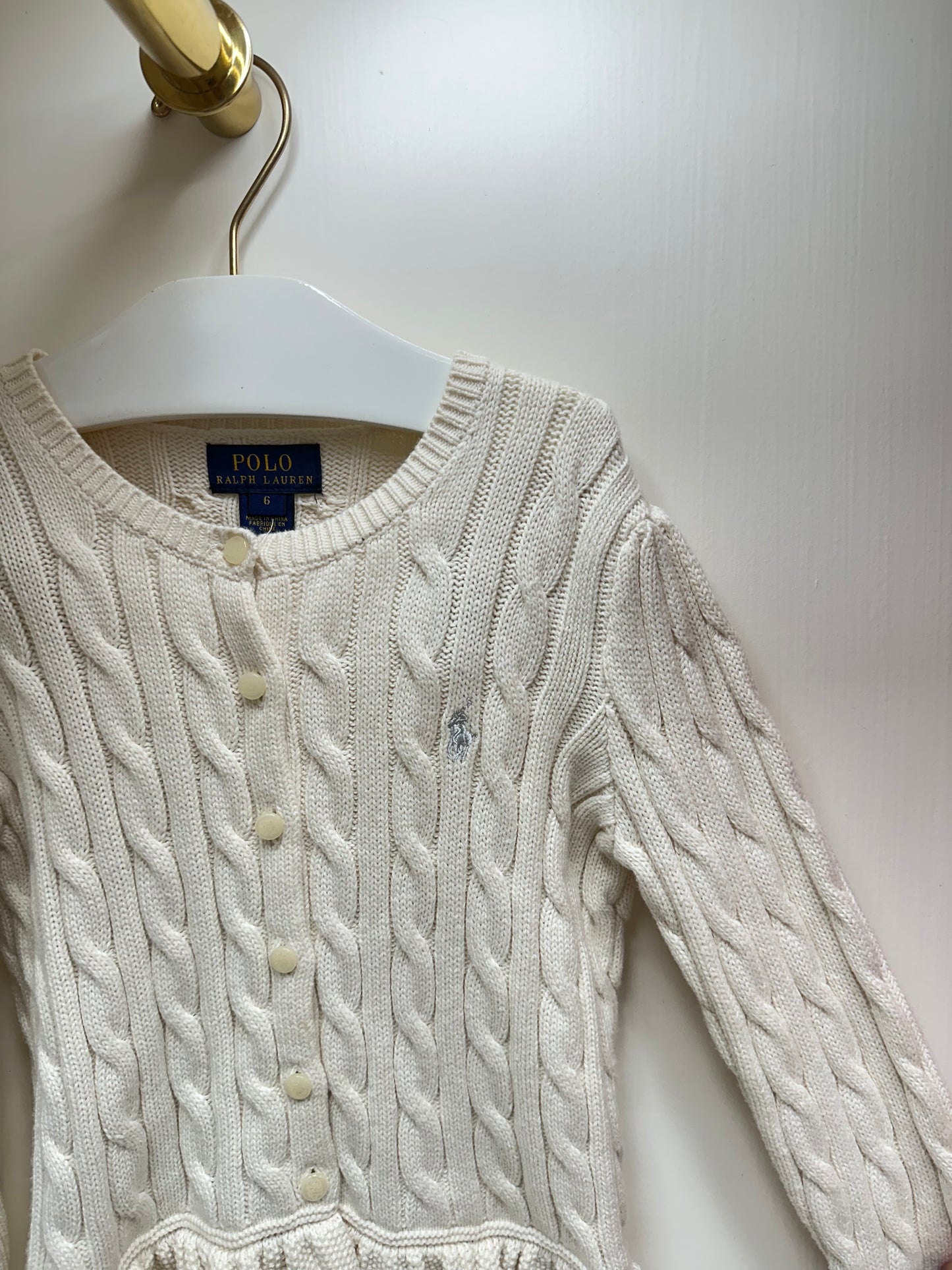 Cárdigan de niña Polo Ralph Lauren 🏇 Color crema claro Talla 6