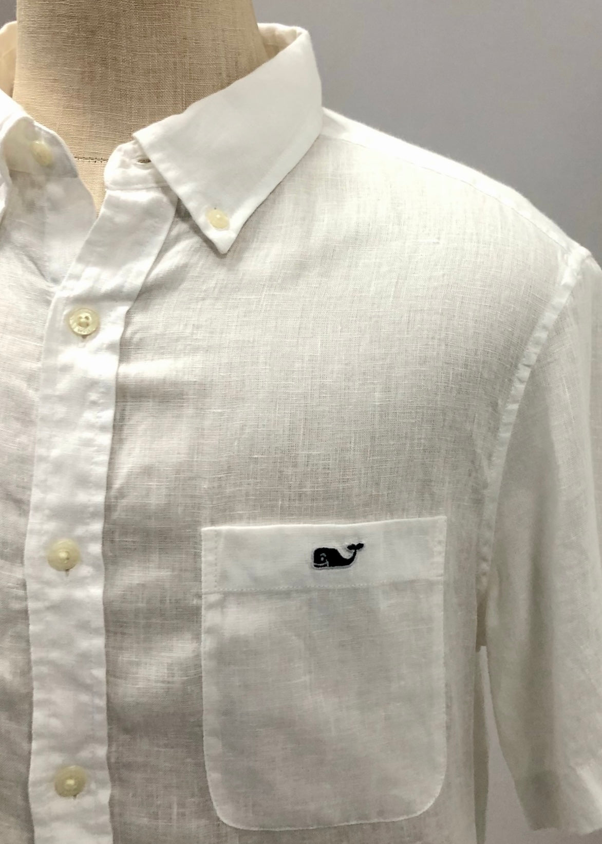 Camisa de lino Vineyard Vines 🐳 color blanco manga corta Talla L Entalle Clásico