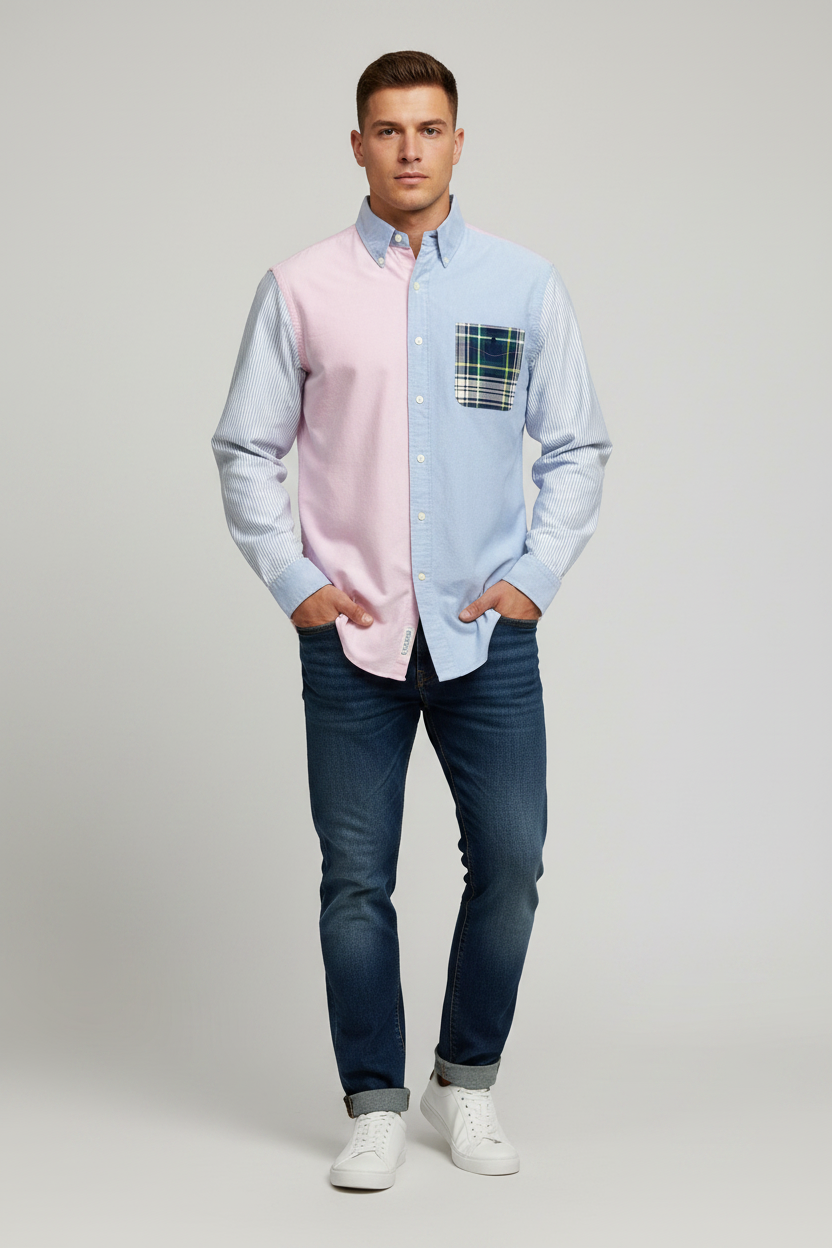Camisa Polo Ralph Lauren 🏇🏼 Modelo University Oxford de rayas y cuadros multicolor Talla S Entalle Clásico