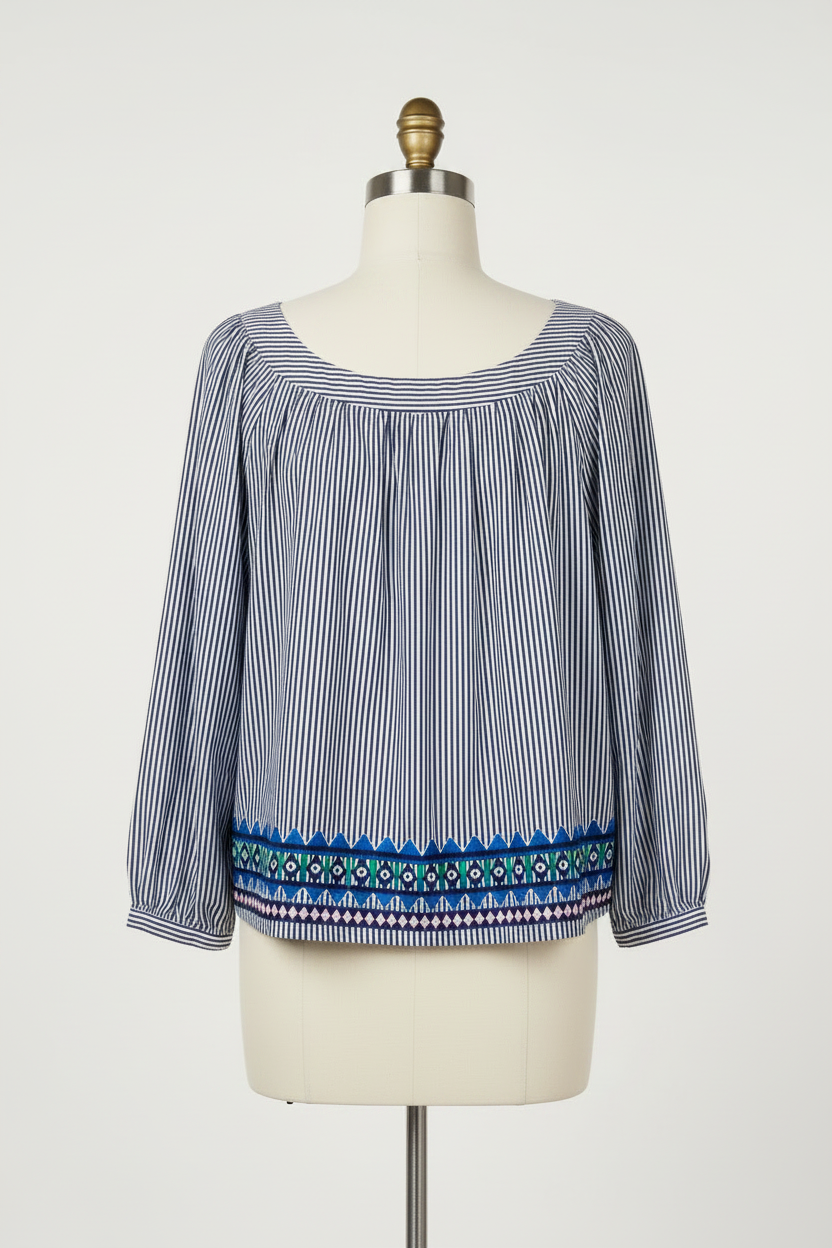 Blusa de mujer Vineyard Vines 🐳 de rayas en color azul navy y blanco Talla M Entalle Regular