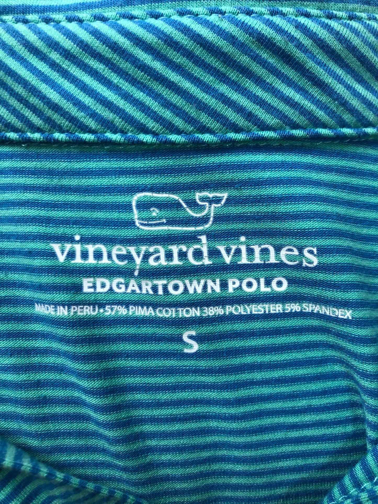 Camiseta Polo Vineyard Vines 🐳 con rayas en verde y azul Talla S Entalle Regular
