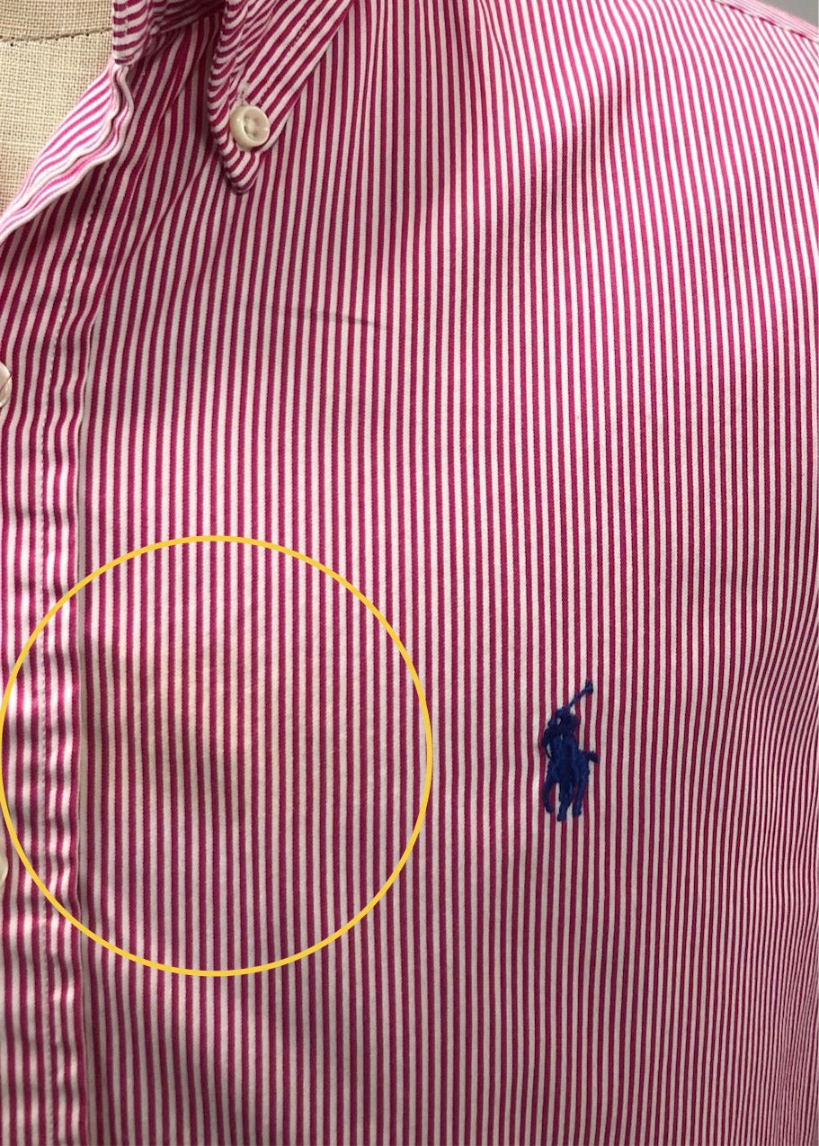 Camisa Polo Ralph Lauren 🏇🏼 con patron de rayas en color rojo y blanco Talla M Entalle Regular (ver descripción)