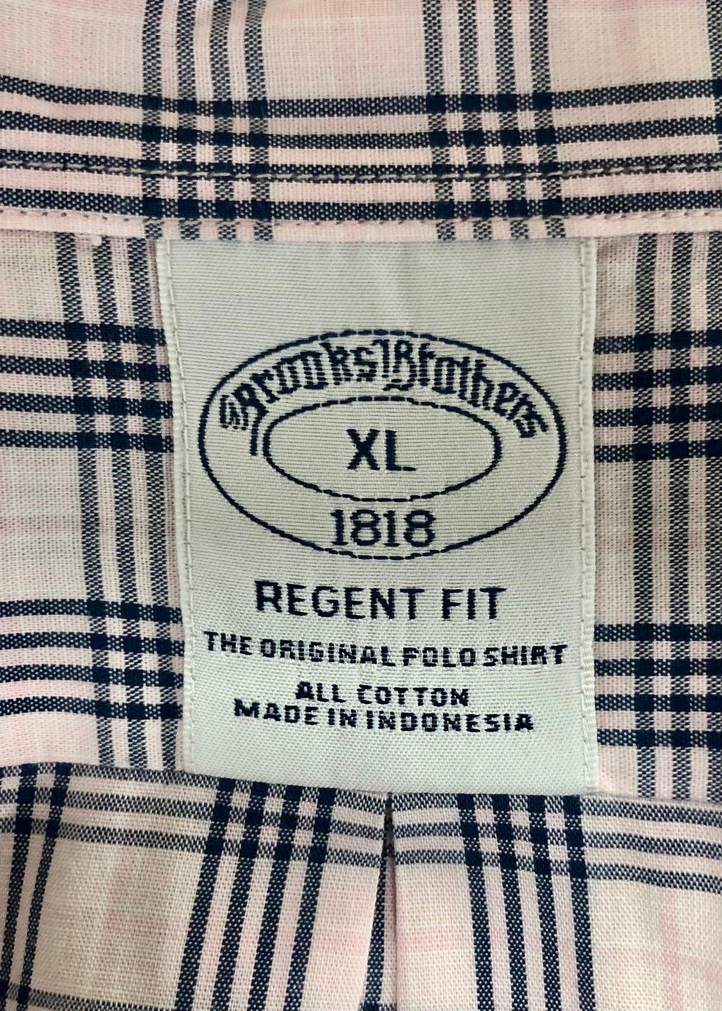 Camisa Brooks Brothers 🐑 color rosado claro de cuadros tartán en negro Talla XL Entalle Regular