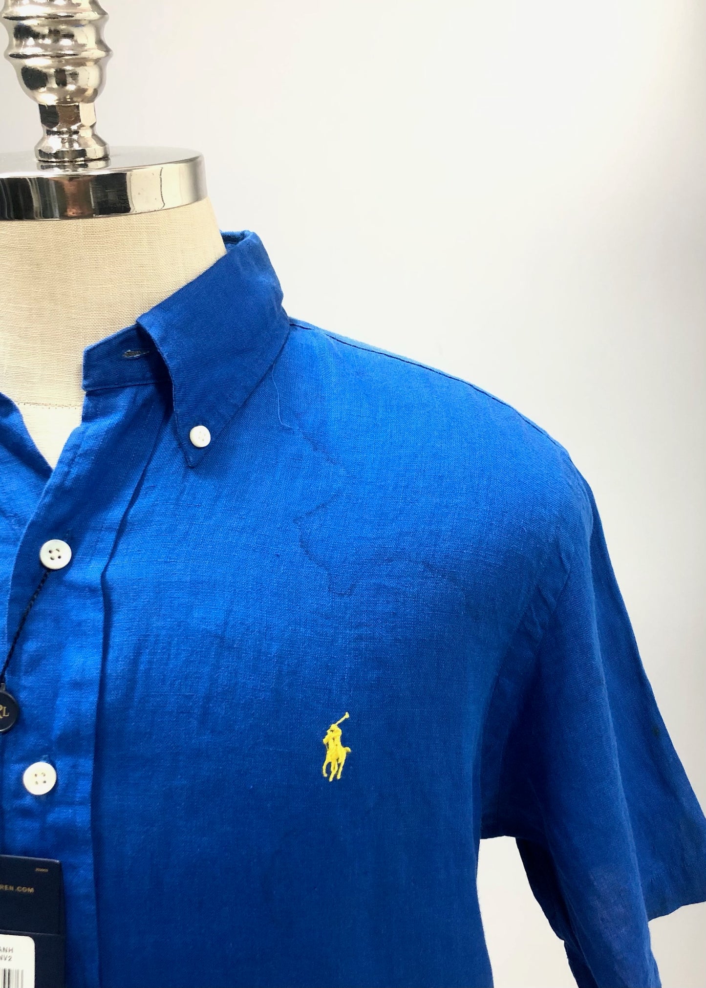 Camisa Polo Ralph Lauren 🏇🏼 de Lino en color azul intenso Talla L Entalle Custom Fit (ver descripción)