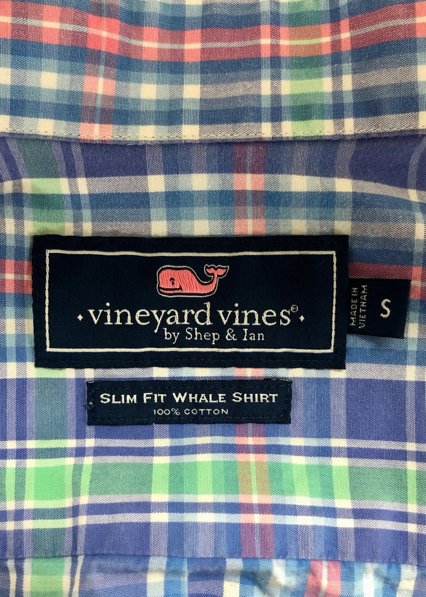 Camisa de botones Vineyard Vines 🐳 de cuadros en color azul, celeste y verde Talla S Entalle Slim Fit