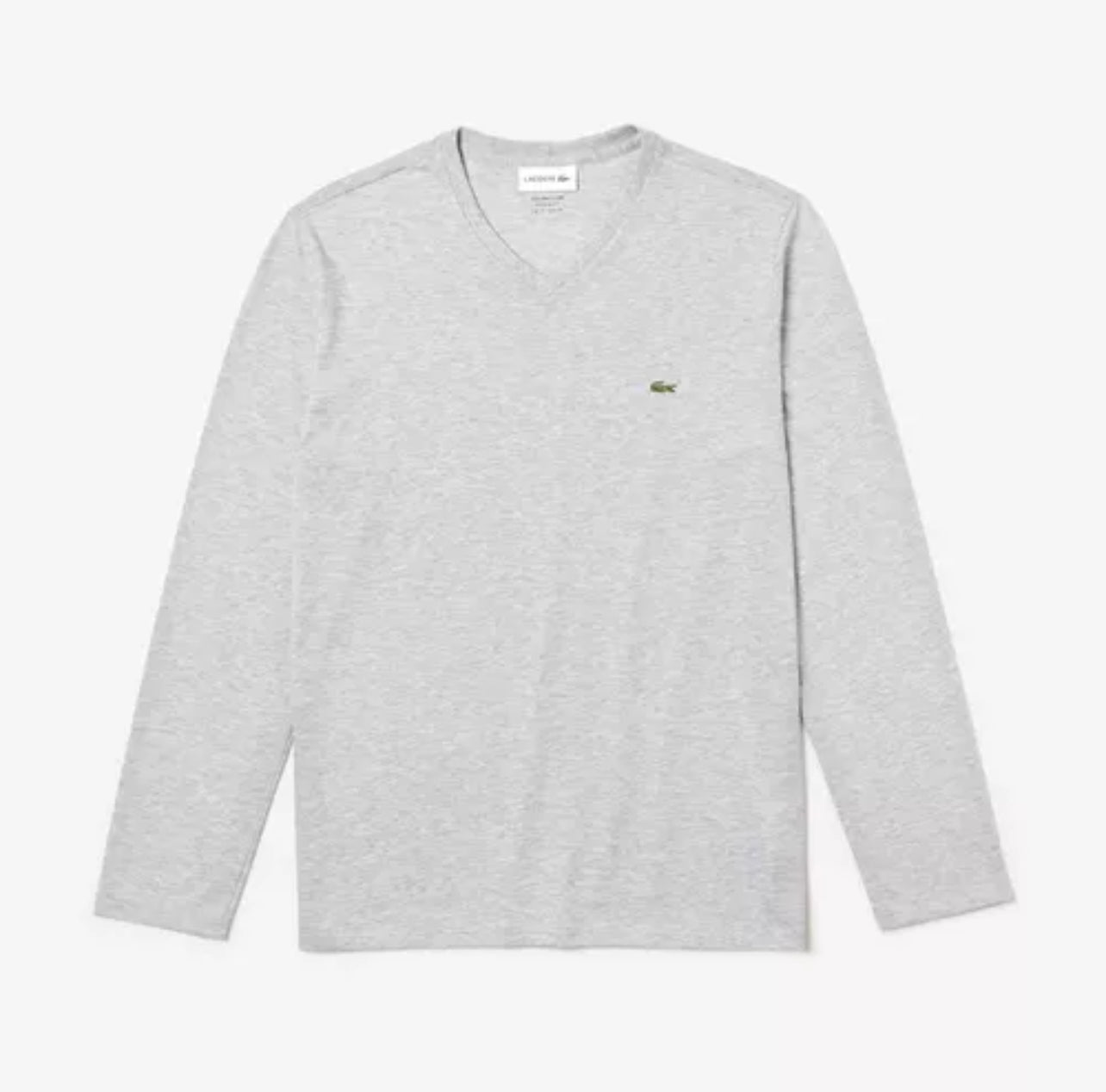 Camiseta cuello V Lacoste 🐊 color gris claro con el logo bordado tradicional Talla XXL