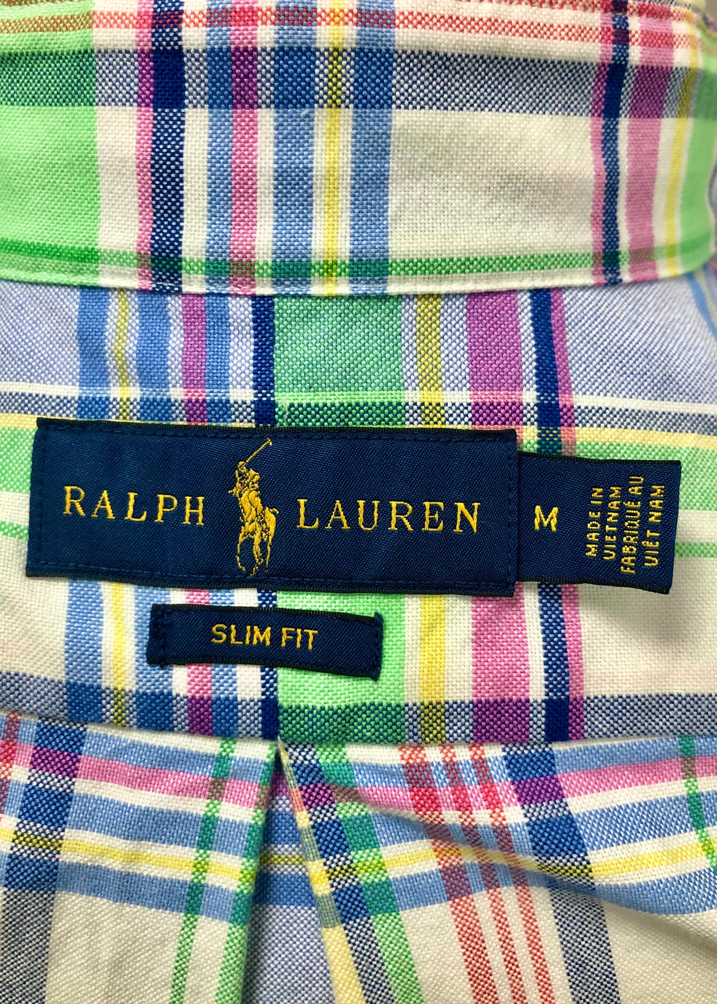 Camisa Polo Ralph Lauren 🏇🏼 Oxfoe de cuadros tartán en color verde, azul, rosado y blanco Talla M Entalle Slim Fit