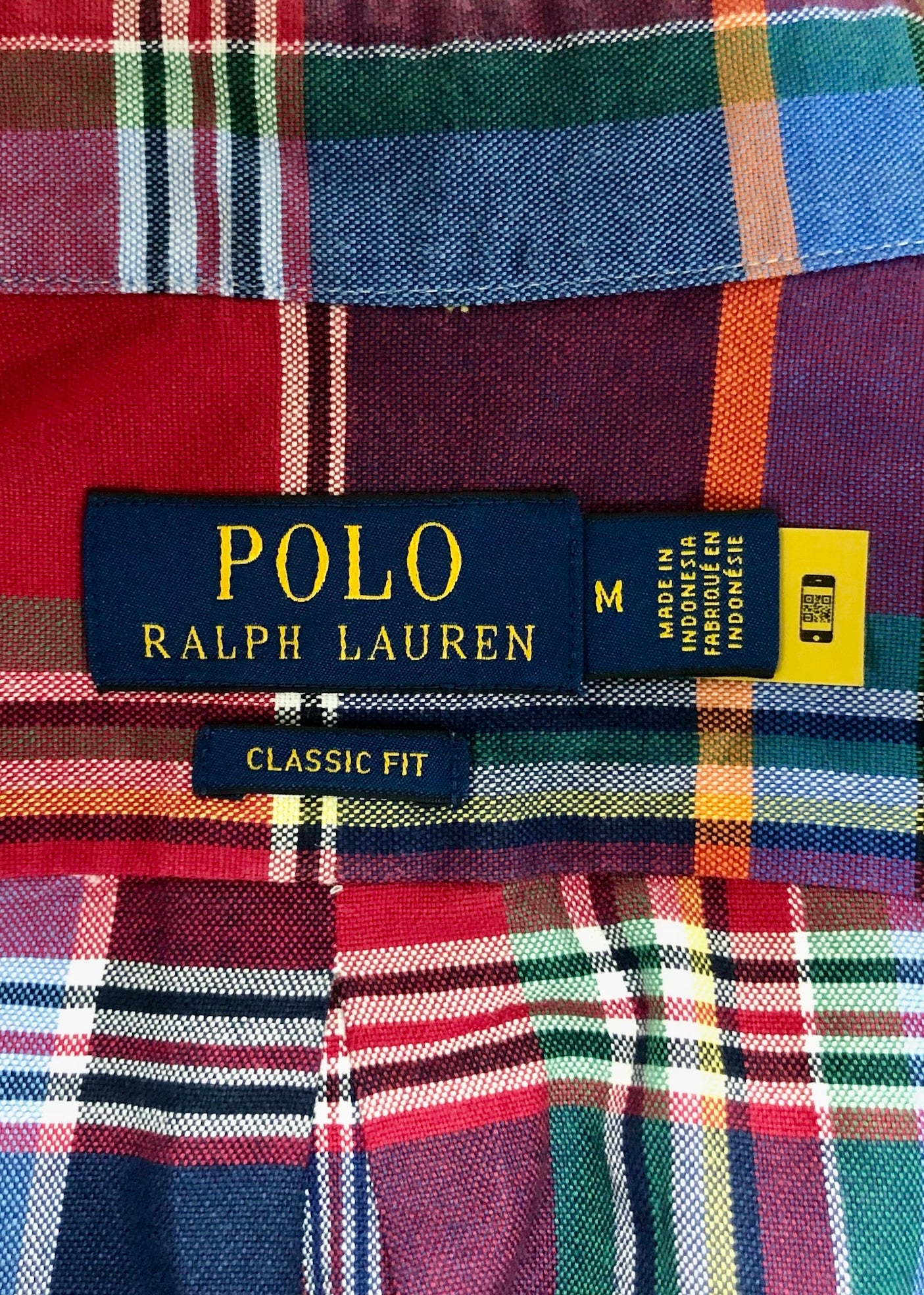 Camisa Polo Ralph Lauren 🏇🏼 Oxford de cuadros tartán en color azul, verde y rojo Talla M Entalle Clásico