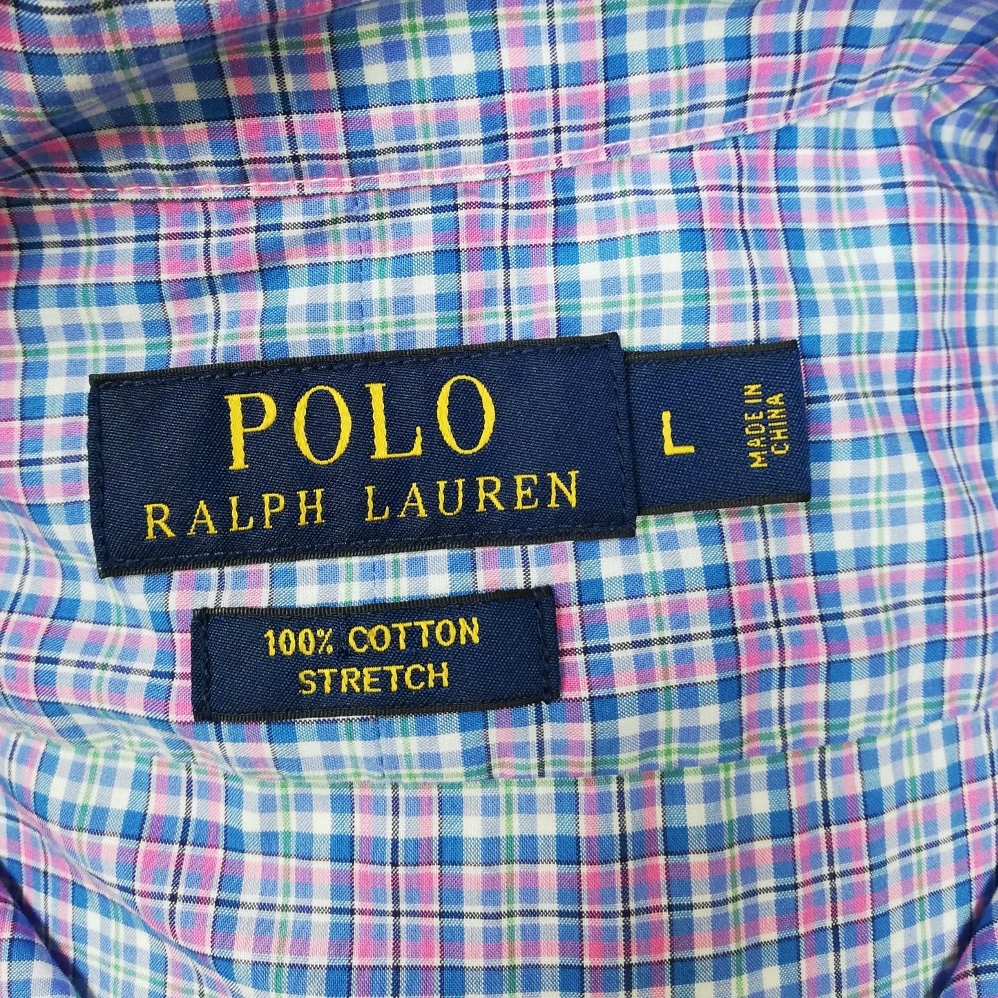 Camisa Polo Ralph Lauren 🏇🏼 con patrón de cuadros rosado, azul y celeste Talla L Entalle Regular
