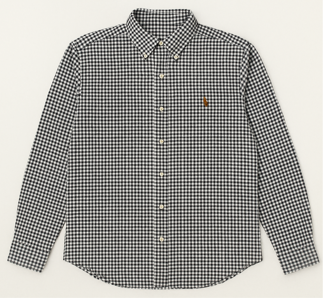 Camisa Polo Ralph Lauren 🏇🏼 de cuadros gingham negro y blanco Talla XL Entalle Clásico