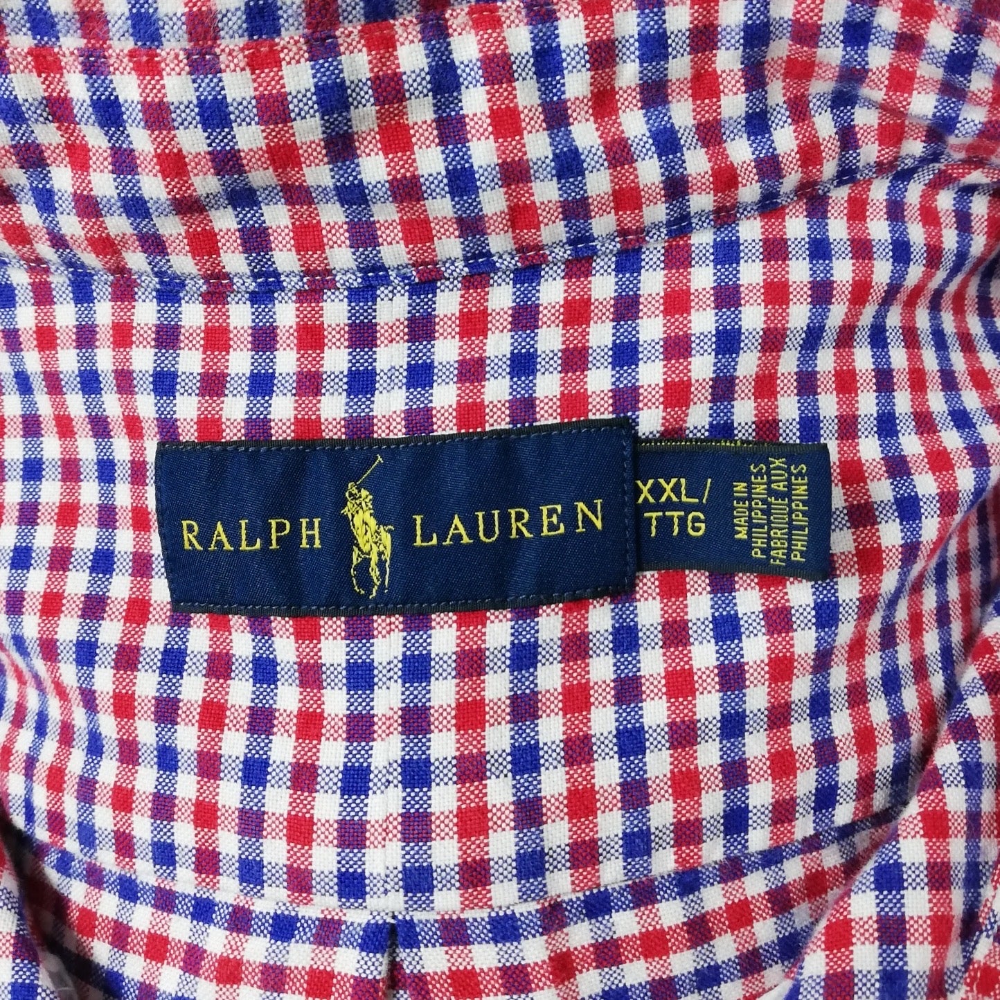 Camisa Polo Ralph Lauren 🏇🏼 Oxford de cuadros gingham rojo, azul y blanco Talla XXL Entalle Regular