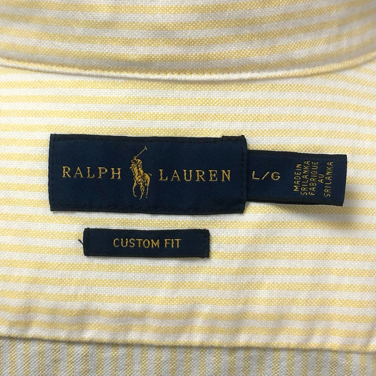 Camisa de mujer Polo Ralph Lauren 🏇🏼 Oxford de rayas en color amarillo y blanco Talla L Entalle Custom Fit