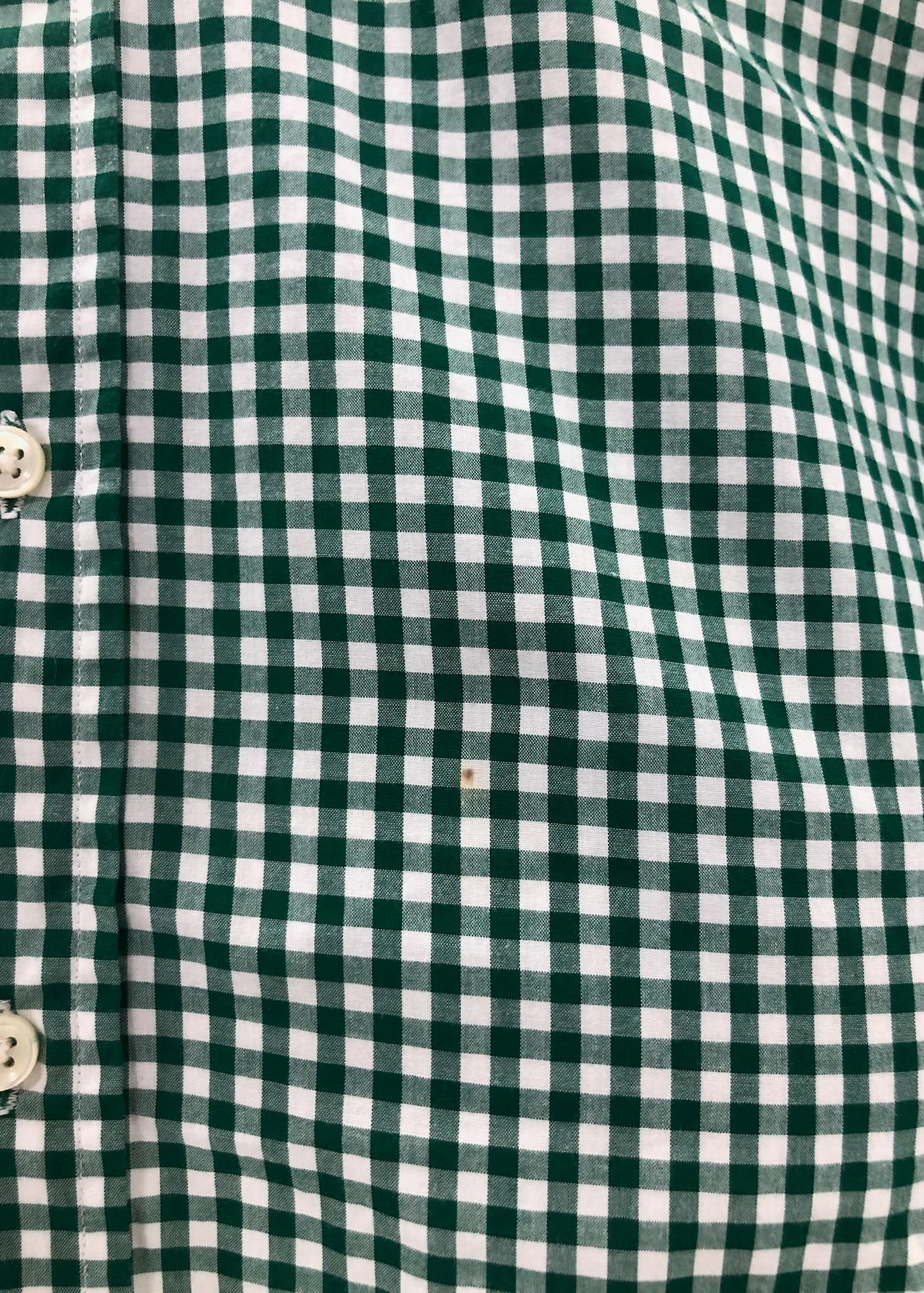 Camisa Polo Ralph Lauren 🏇🏼 con patrón de cuadros gingham verde oscuro y blanco Talla M Entalle Clasico