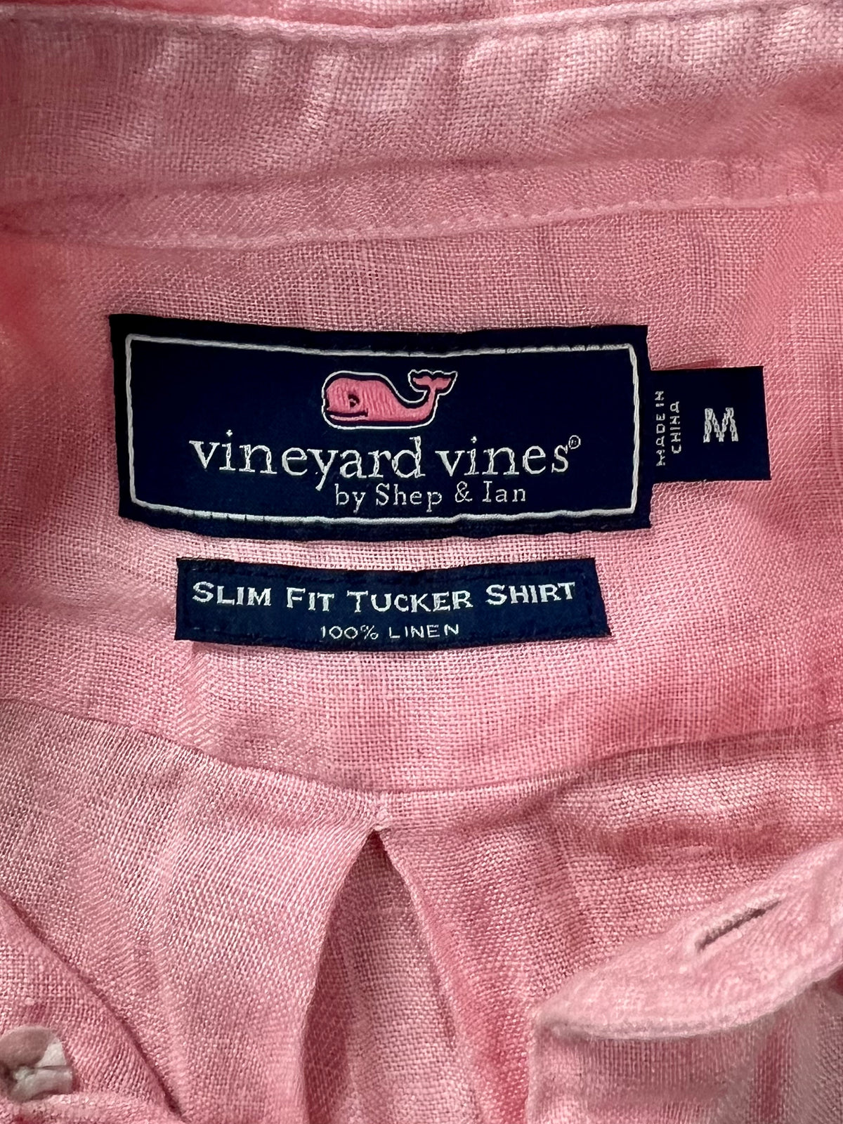 Camisa de lino Vineyard Vines 🐳 con diseño en tie-dye degradado color rosado Talla M Entalle Slim Fit