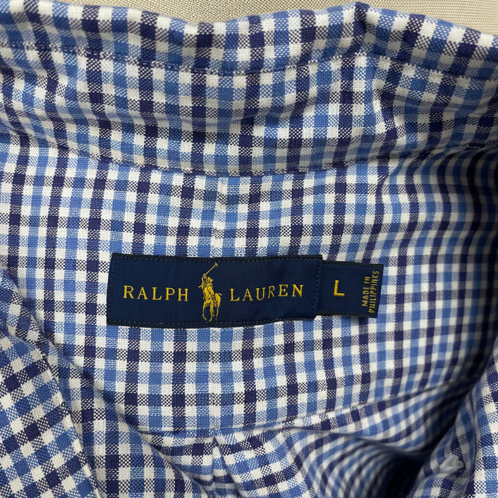 Camisa Polo Ralph Lauren 🏇🏼 Oxford color blanco de cuadros en color celeste y azul navy Talla XL Entalle regular