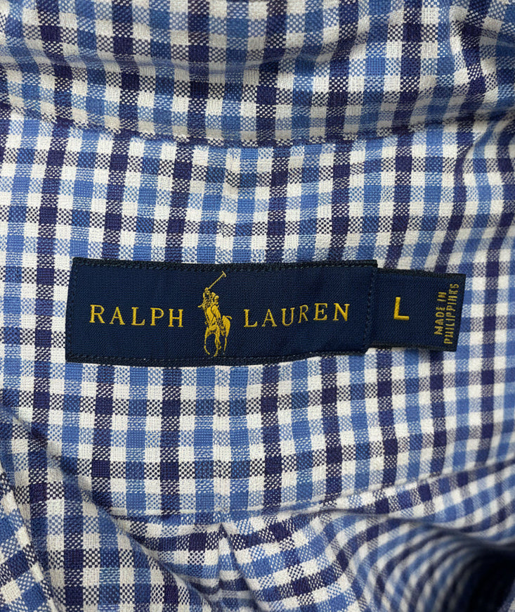 Camisa Polo Ralph Lauren 🏇🏼 Oxford color blanco de cuadros en color celeste y azul navy Talla XL Entalle regular