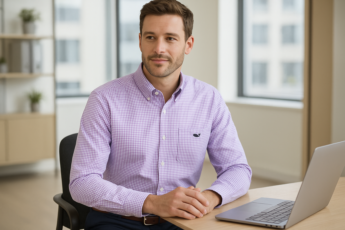 Camisa Vineyard Vines - Modelo masculino en oficina