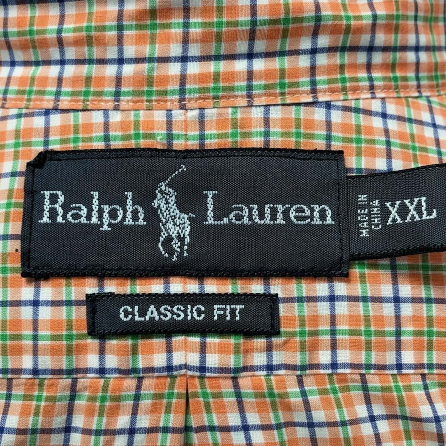 Camisa de botones Polo Ralph Lauren 🏇🏼 De cuadros color naranja, verde, azul y blanco Talla XXL Entalle Regular