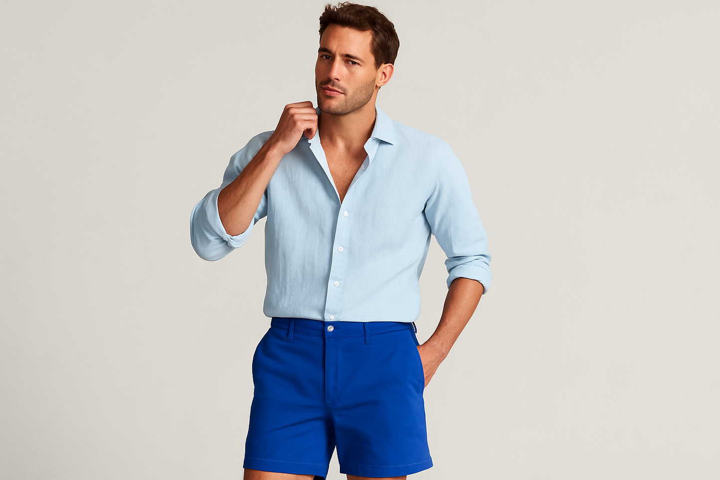 Look 5 - Camisa azul claro desabotonada