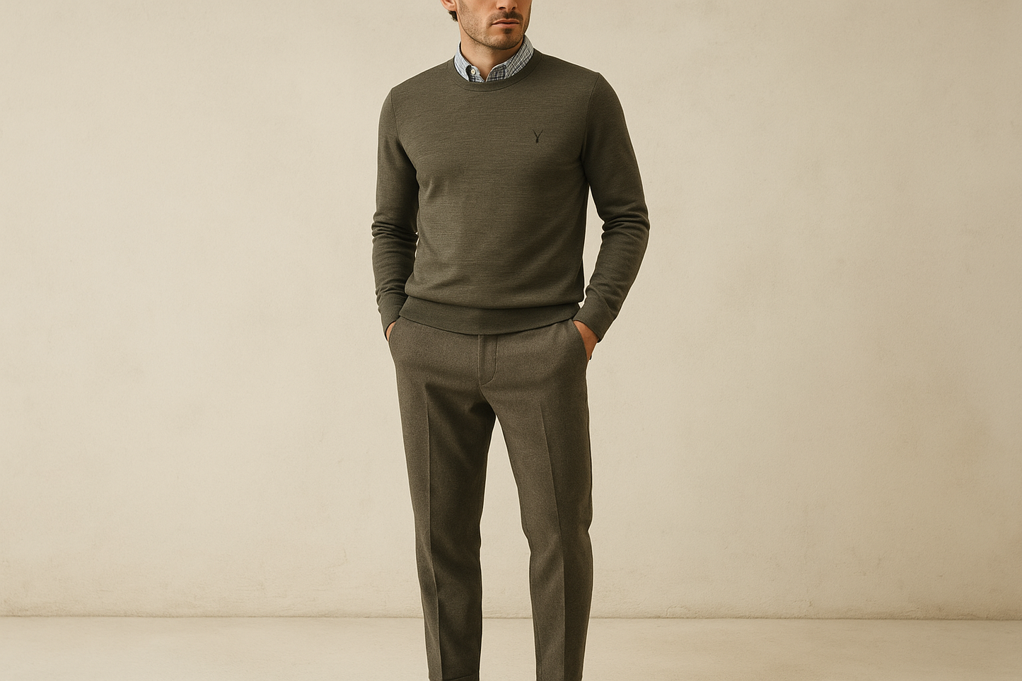 Look 6: Suéter AllSaints con pantalones de lana - Estilo sophisticated casual