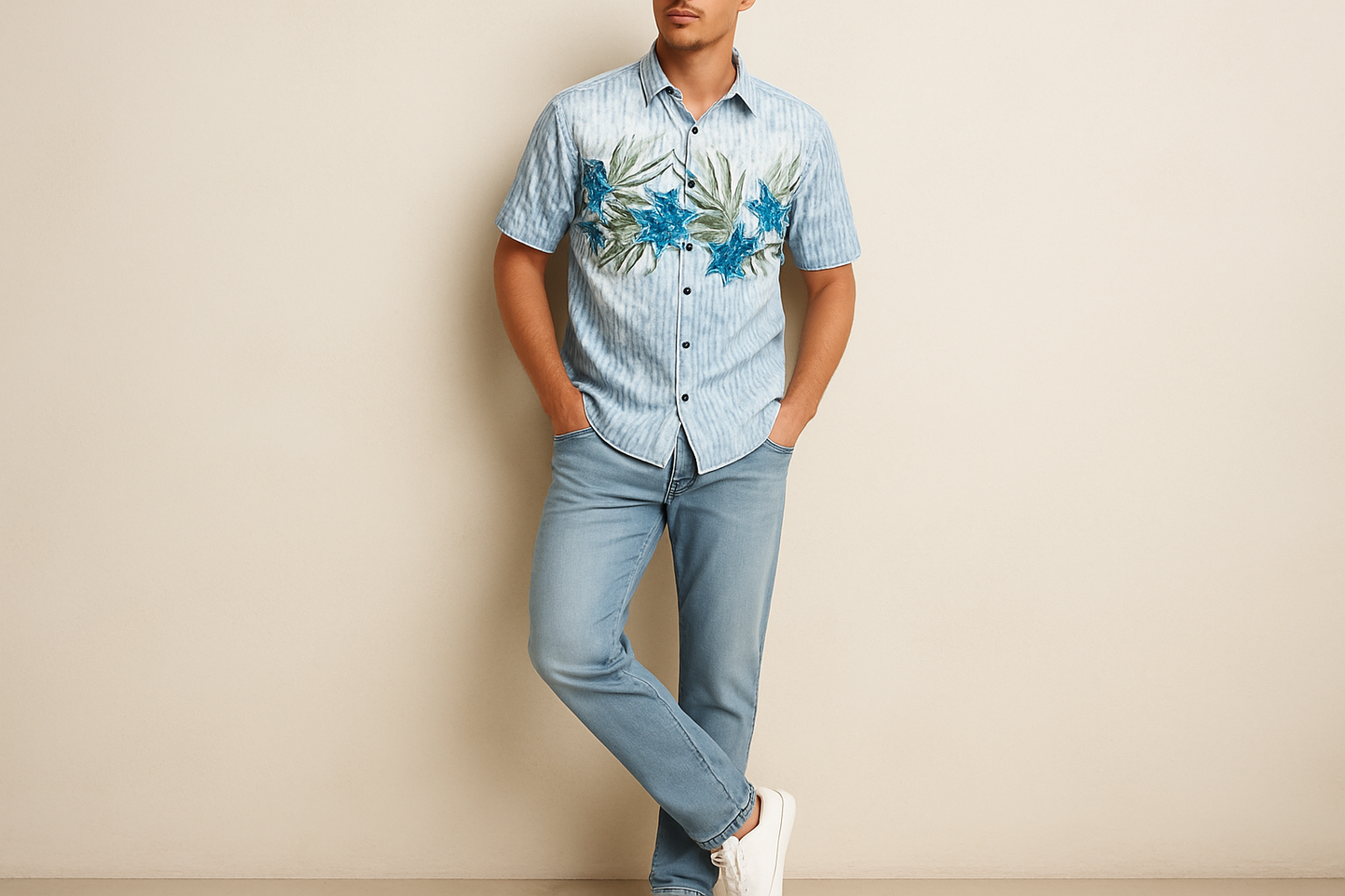 Look casual relajado con jeans claros