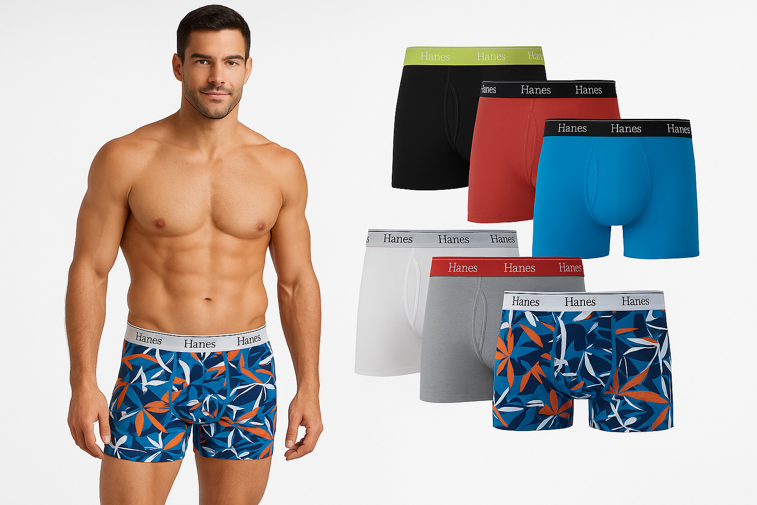 Paquete de Calzoncillos tipo Boxer Hanes de Tela Algodón Stretch