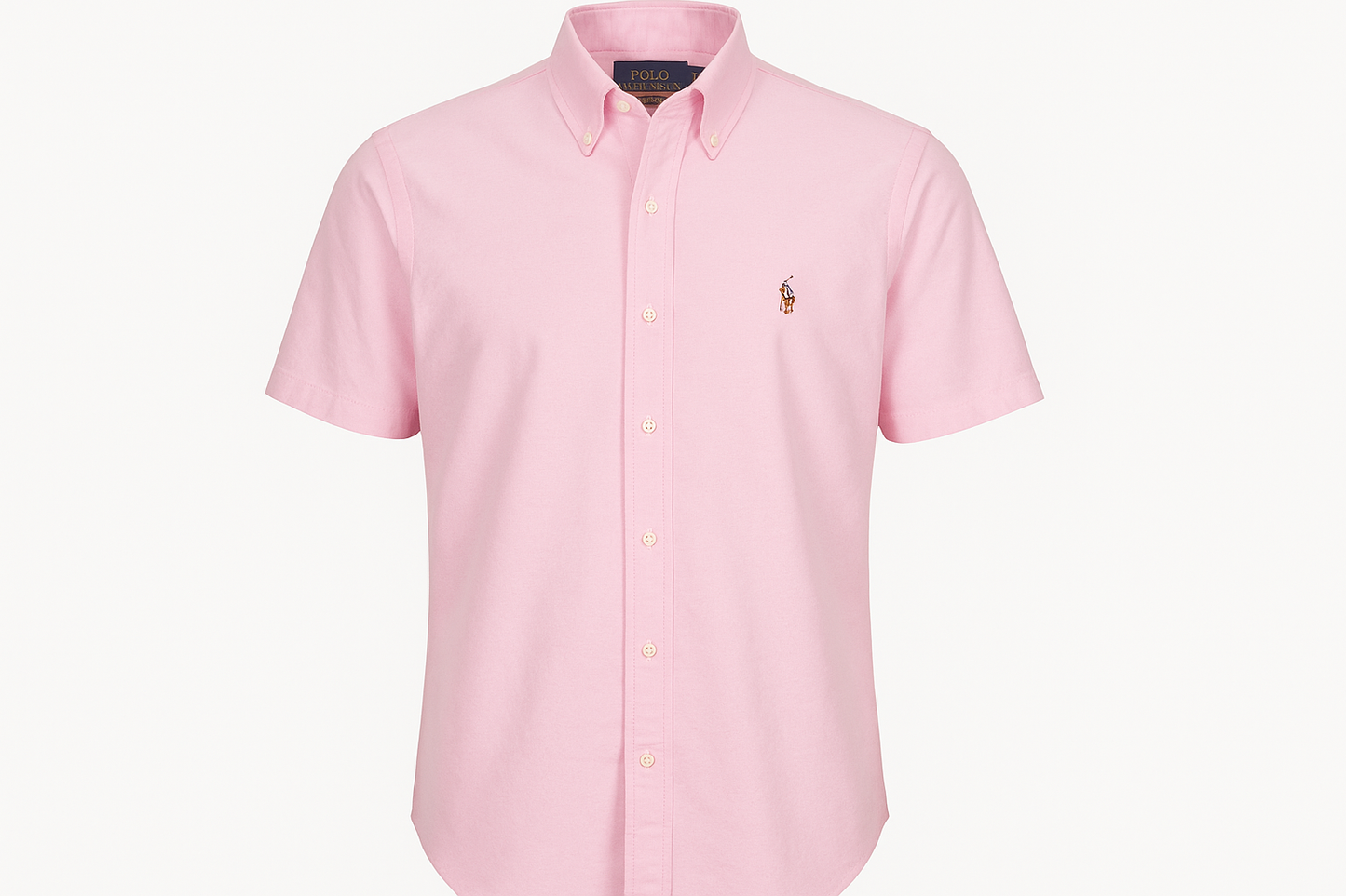 Vista frontal de la camisa Polo Ralph Lauren rosado claro