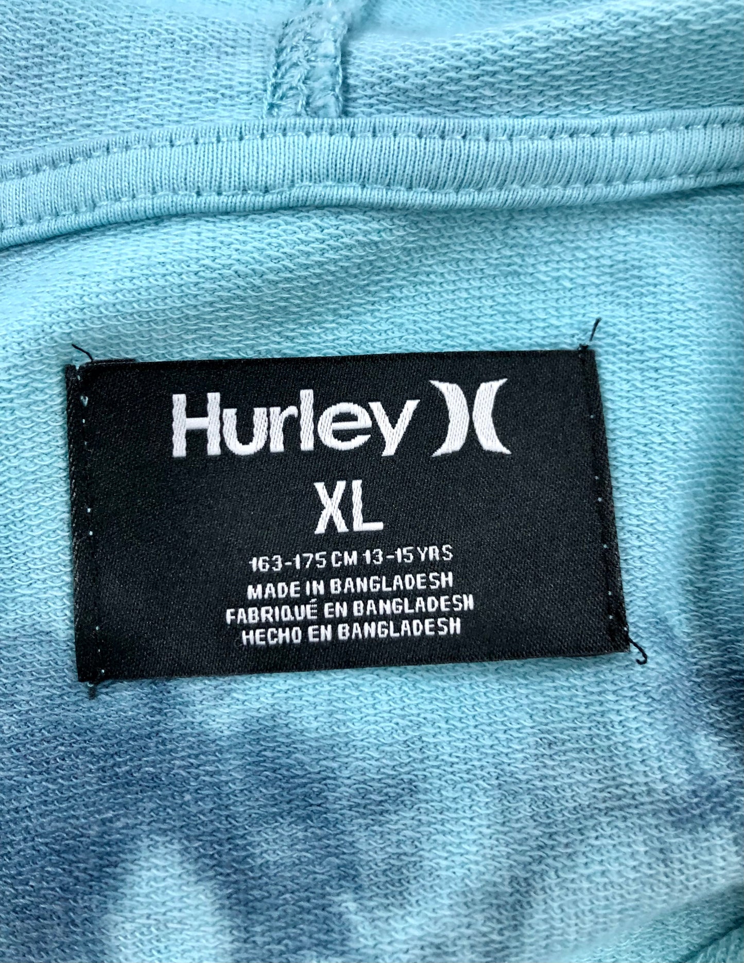 Sudadera Hoodie Hurley 🏄🏽♂️ color celeste y degradado en azul Talla S (XL de niño)