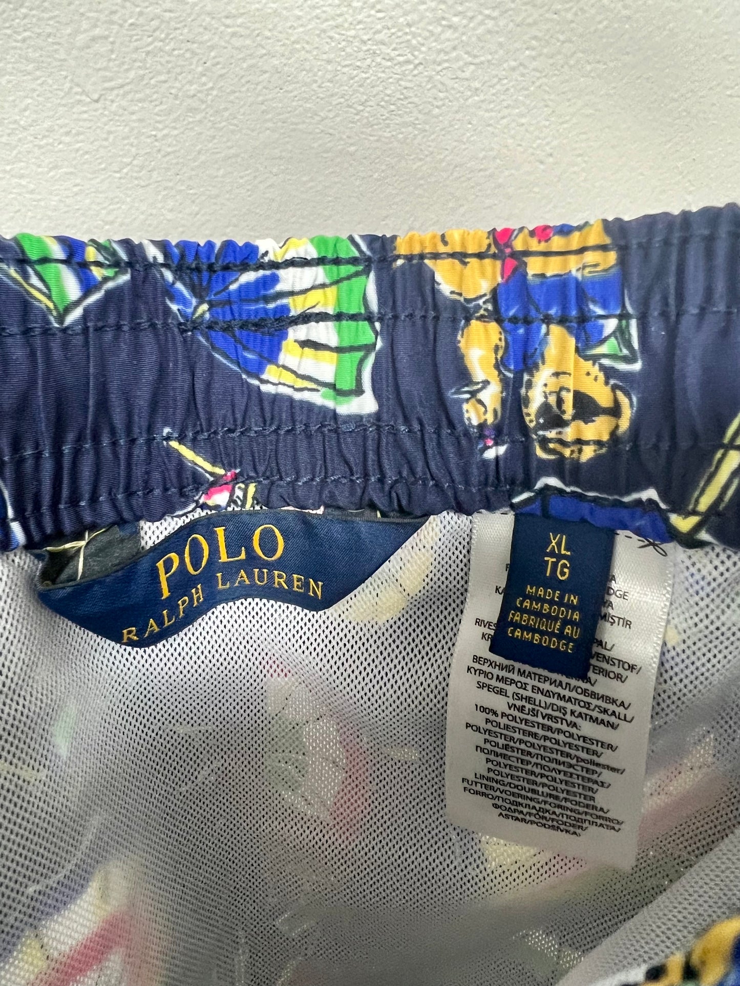 Short de baño Polo Ralph Lauren 🏇🏼color azul navy con diseño de polo bear playero talla XL