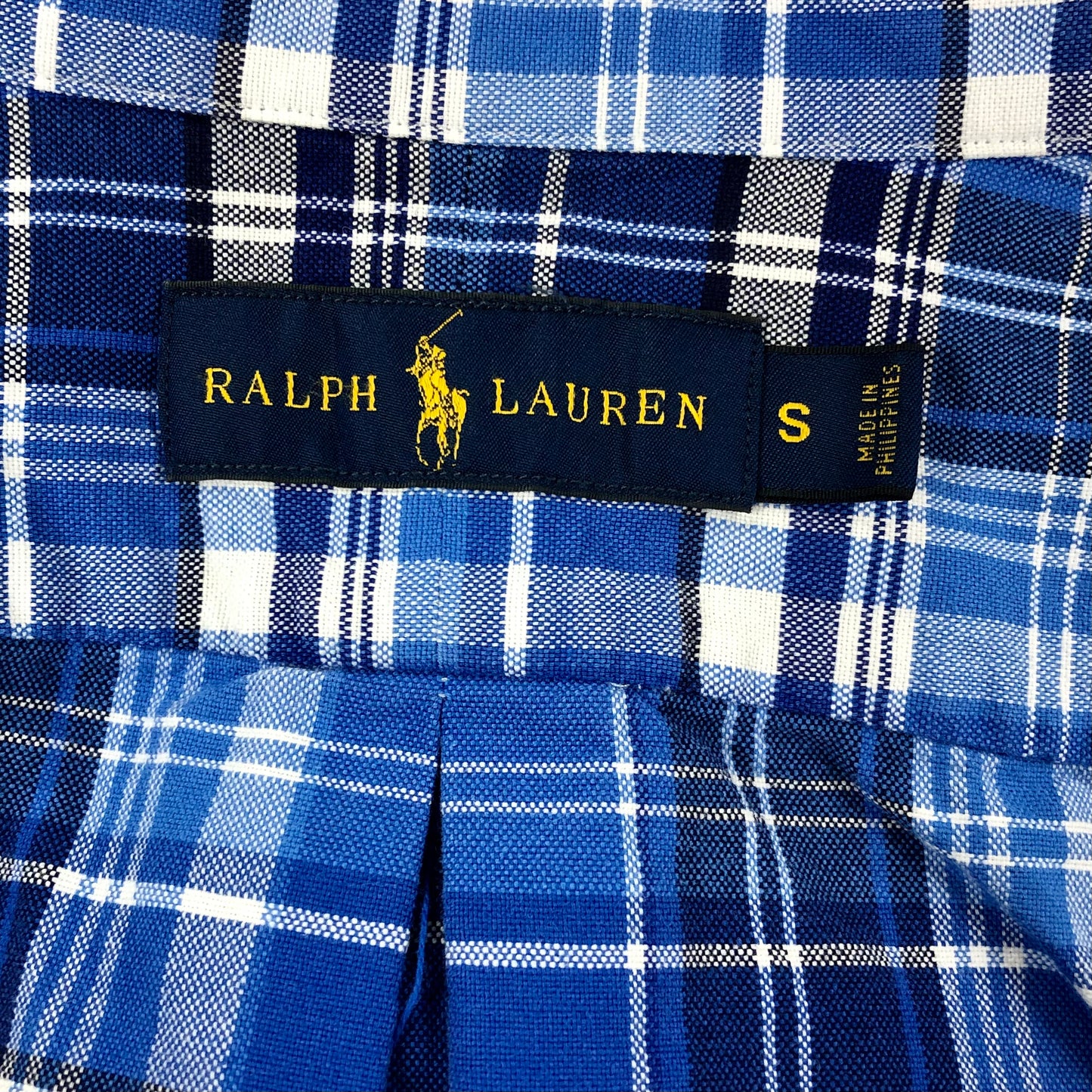 Camisa Polo Ralph Lauren 🏇🏼 Oxford con patron de cuadros tartán azul, celeste y blanco Talla S Entalle Regular