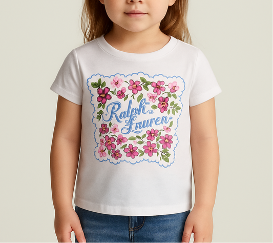 Camiseta de niña Polo Ralph Lauren🏇 color blanco con diseño del logo Talla 4