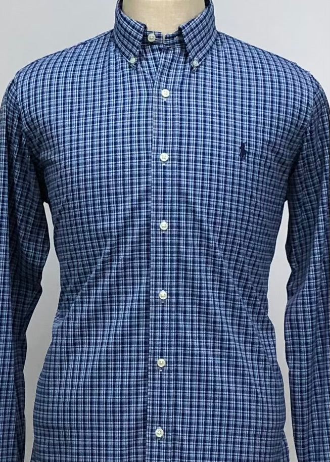 Camisa Polo Ralph Lauren 🏇🏼 Performance con patrón de cuadros azul navy, celeste y blanco Talla M Entalle Clásico