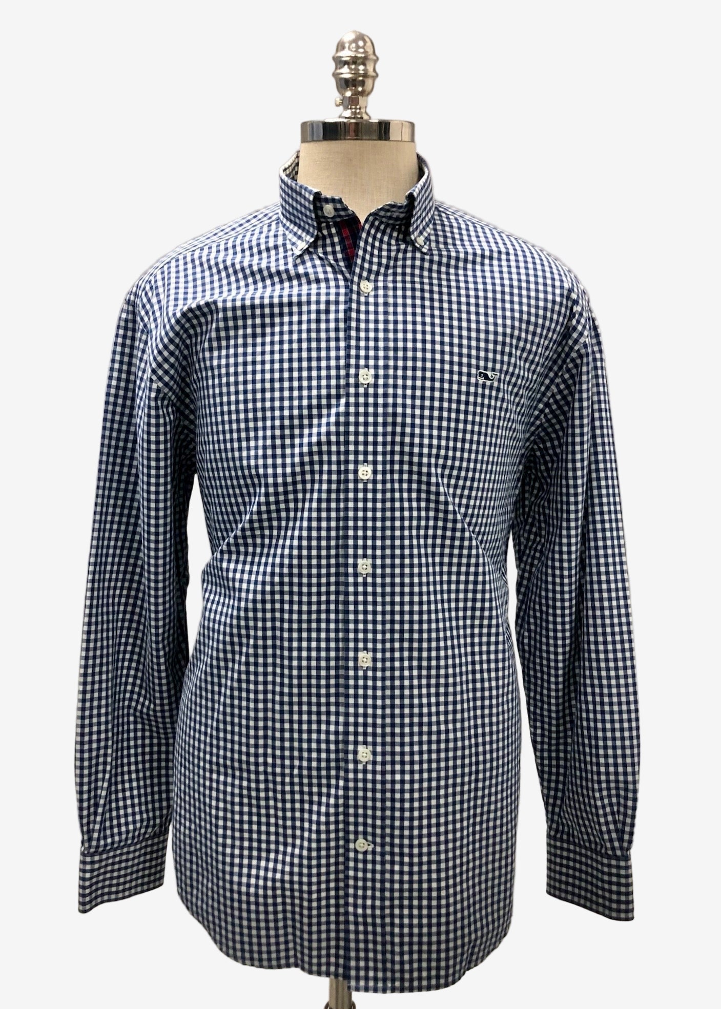 Camisa Vineyard Vines 🐳 de cuadros gingham en color azul navy y blanco Talla L Entalle Clásico