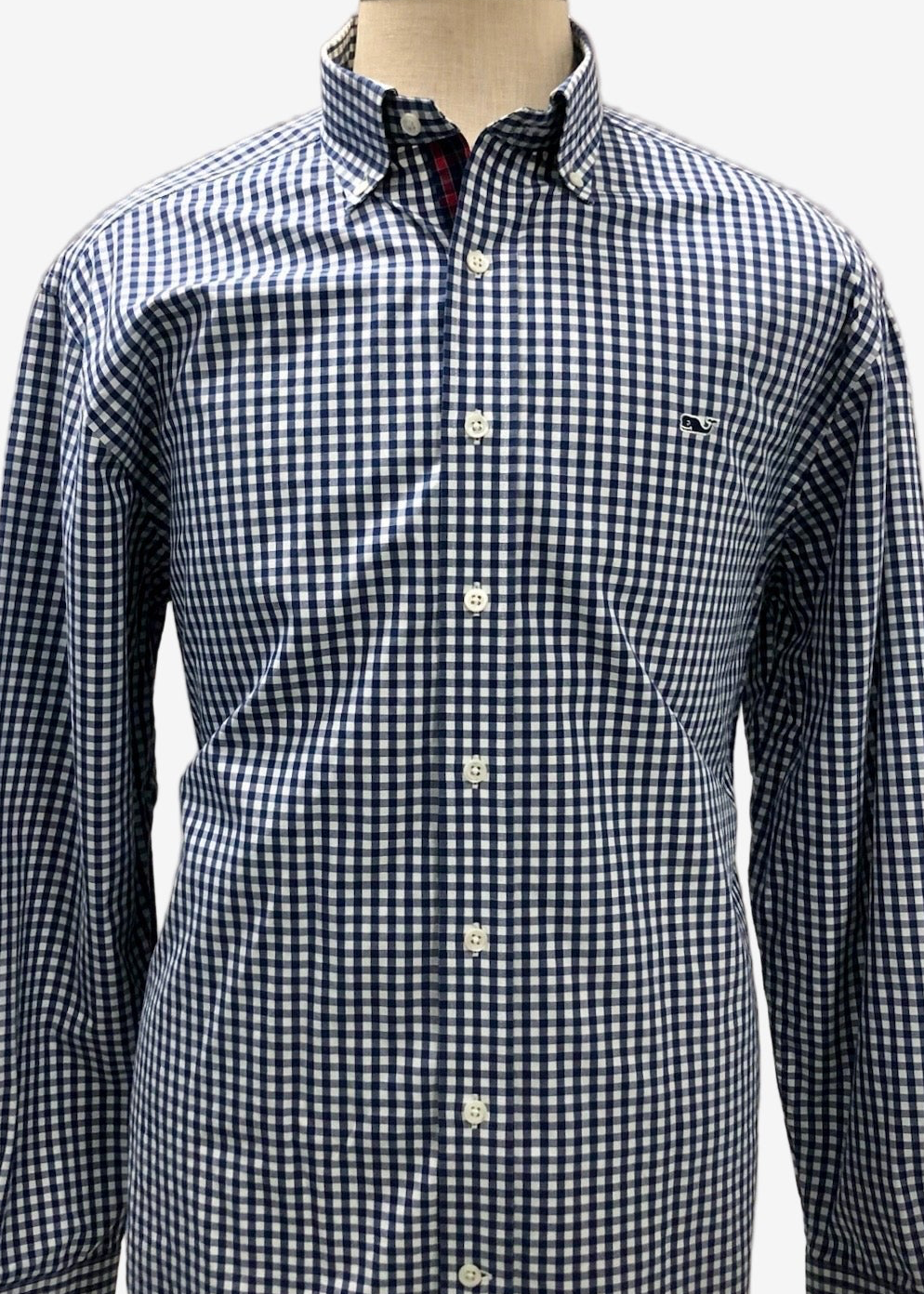 Camisa Vineyard Vines 🐳 de cuadros gingham en color azul navy y blanco Talla L Entalle Clásico